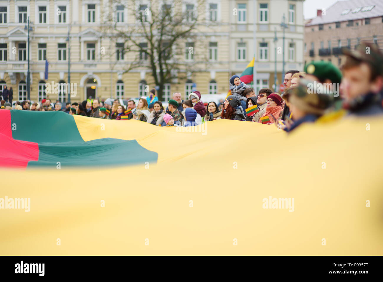 VILNIUS, LITHUANIA - MARCH 11, 2017: Thousands of people taking part in a festive events as Lithuania marked the 27th anniversary of its independence  Stock Photo