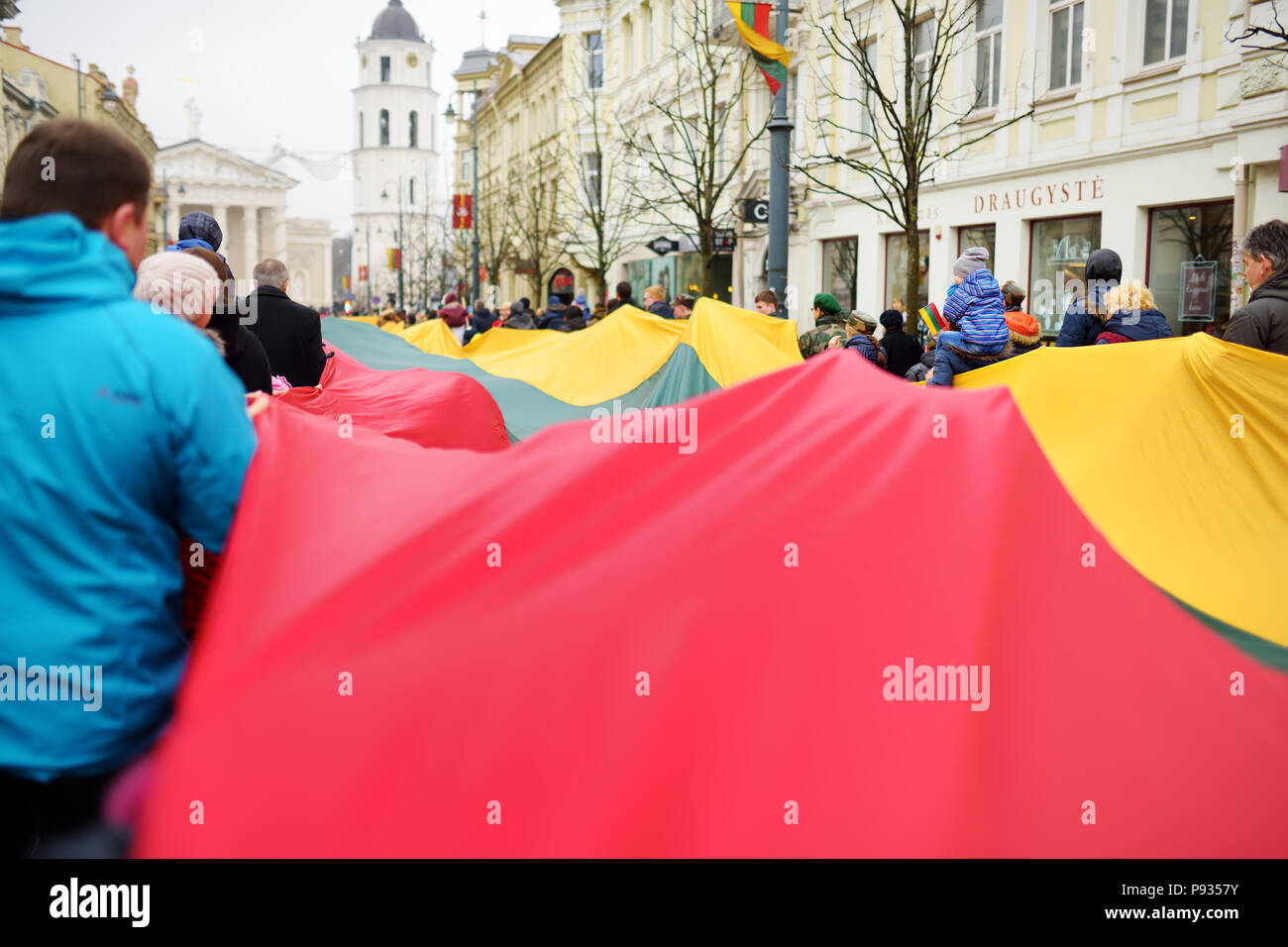 VILNIUS, LITHUANIA - MARCH 11, 2017: Thousands of people taking part in a festive events as Lithuania marked the 27th anniversary of its independence  Stock Photo