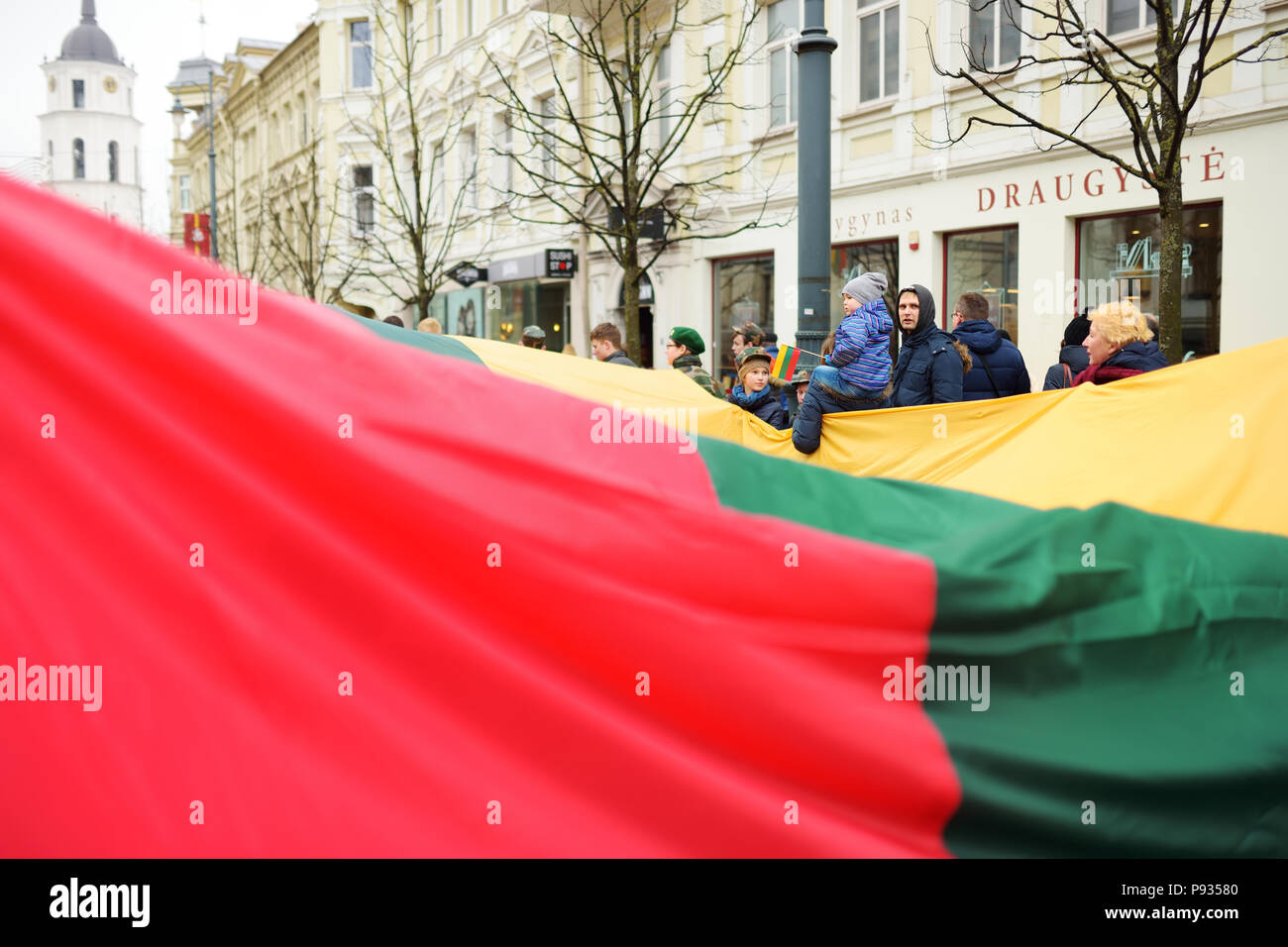 VILNIUS, LITHUANIA - MARCH 11, 2017: Thousands of people taking part in a festive events as Lithuania marked the 27th anniversary of its independence  Stock Photo