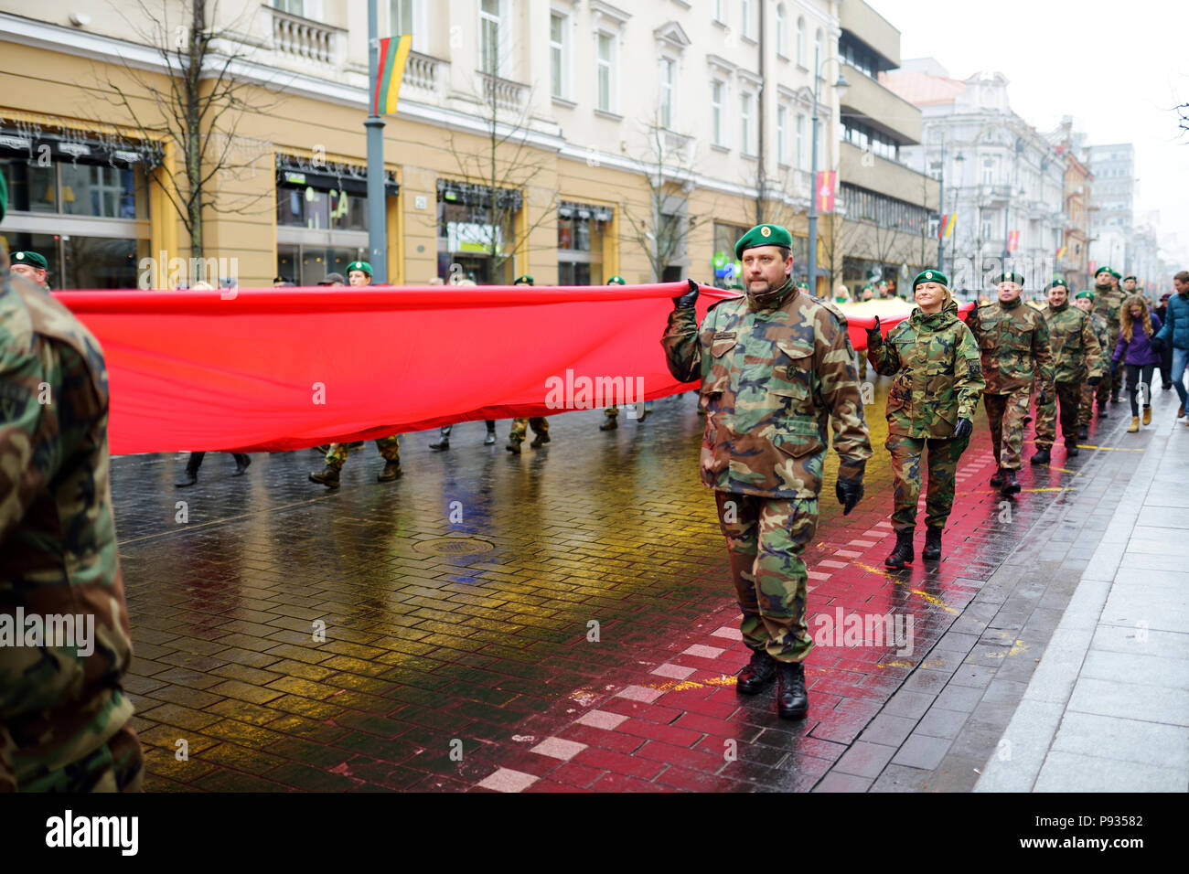 VILNIUS, LITHUANIA - MARCH 11, 2017: Thousands of people taking part in a festive events as Lithuania marked the 27th anniversary of its independence  Stock Photo