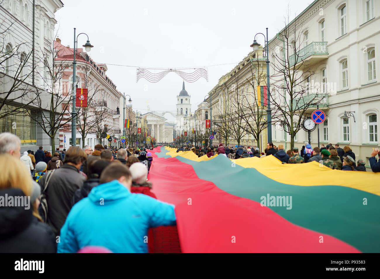 VILNIUS, LITHUANIA - MARCH 11, 2017: Thousands of people taking part in a festive events as Lithuania marked the 27th anniversary of its independence  Stock Photo