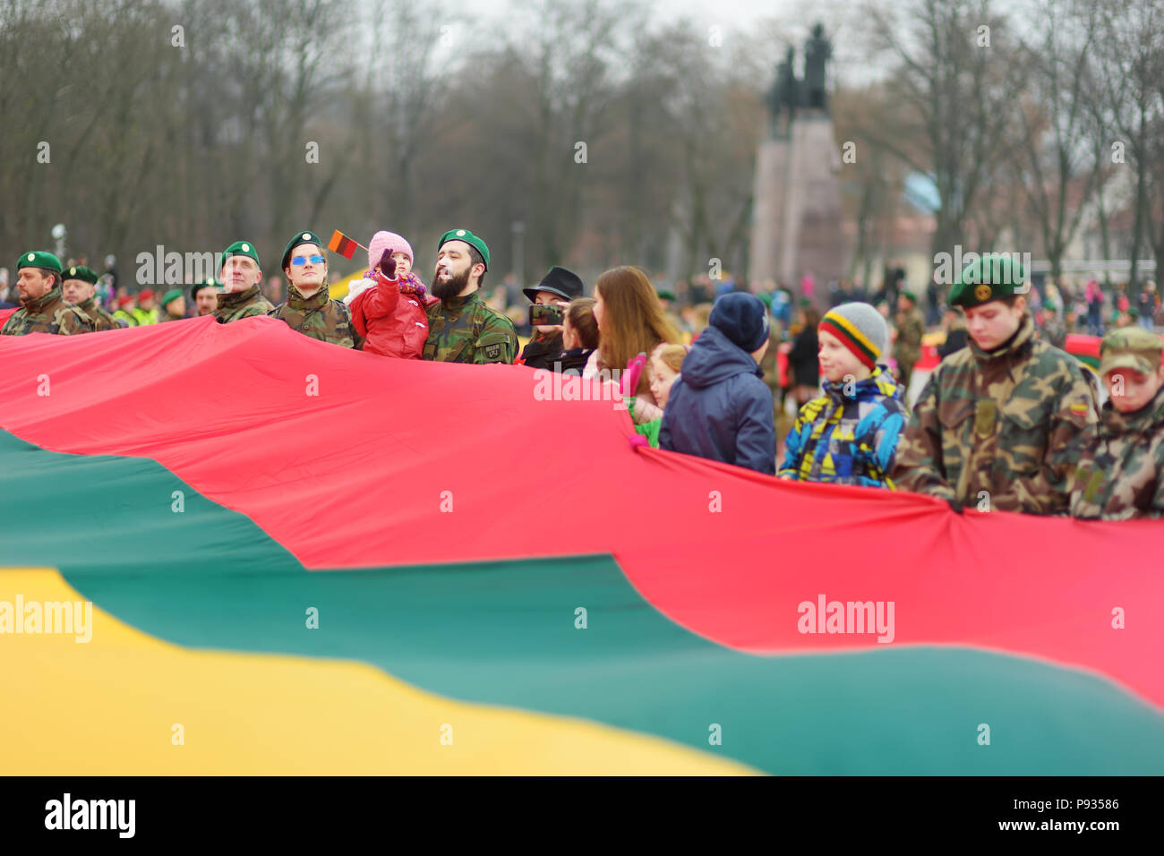 VILNIUS, LITHUANIA - MARCH 11, 2017: Thousands of people taking part in a festive events as Lithuania marked the 27th anniversary of its independence  Stock Photo