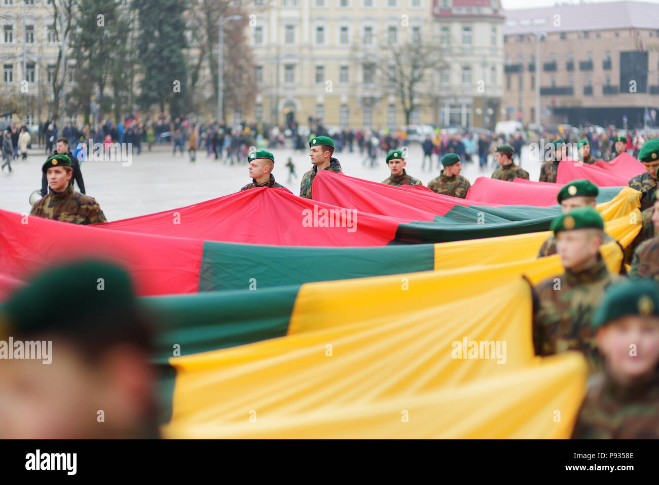 VILNIUS, LITHUANIA - MARCH 11, 2017: Thousands of people taking part in a festive events as Lithuania marked the 27th anniversary of its independence  Stock Photo