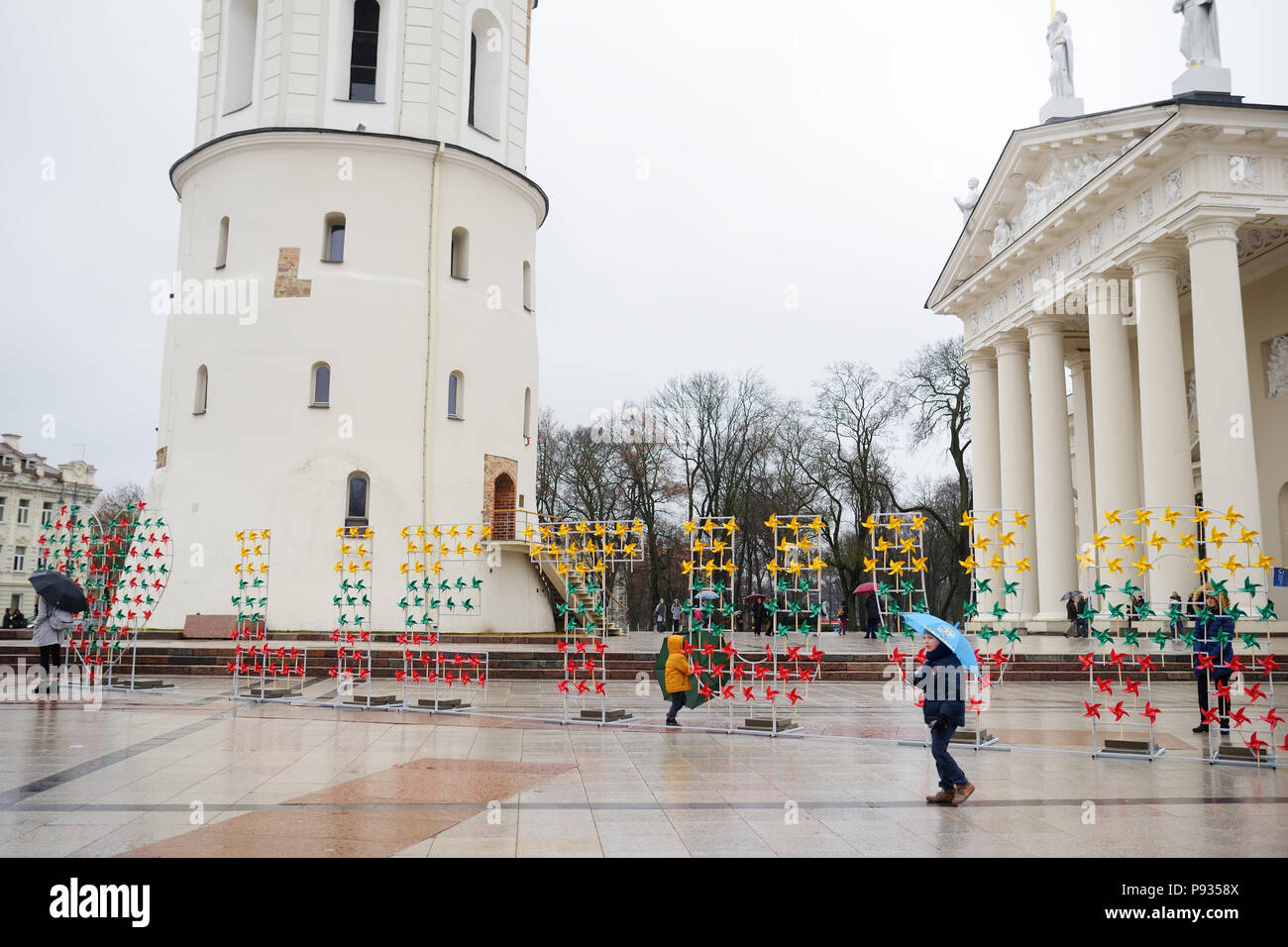 VILNIUS, LITHUANIA - MARCH 11, 2016: Thousands of people taking part in a festive events as Lithuania marked the 26th anniversary of its independence  Stock Photo