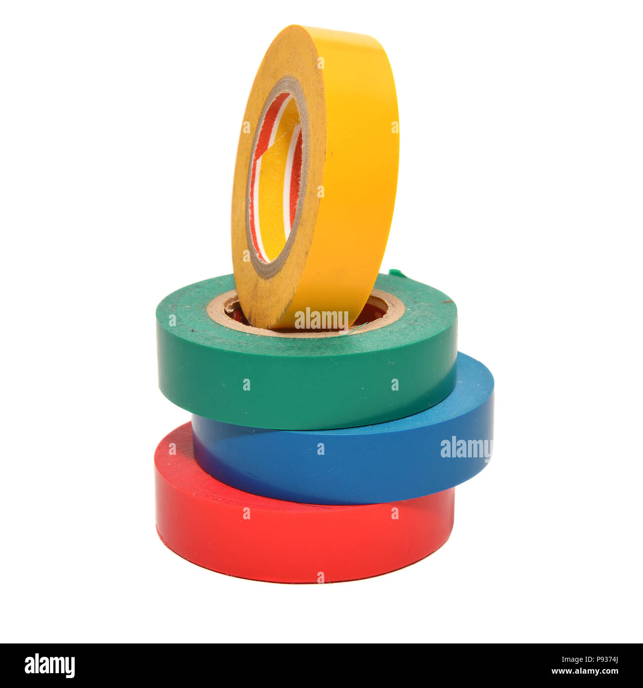 different color duct tape over white background Stock Photo Alamy