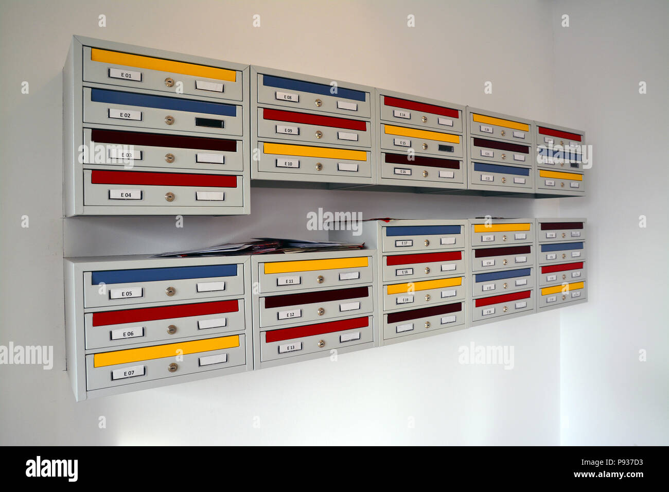 mailboxes inside an apartment building Stock Photo Alamy