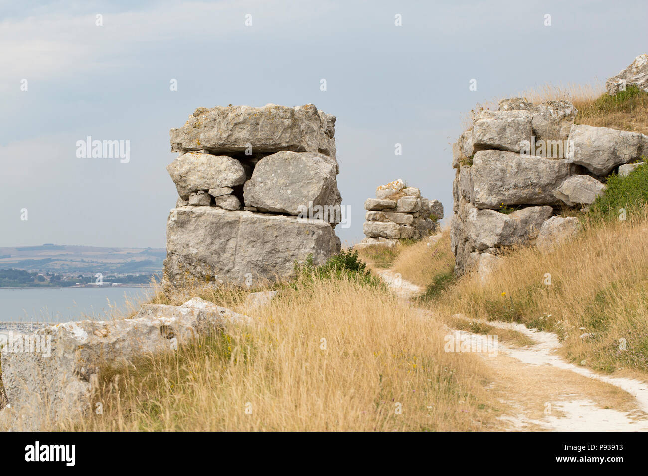 Views of the coastal path that runs around the clifftops of the Isle of ...