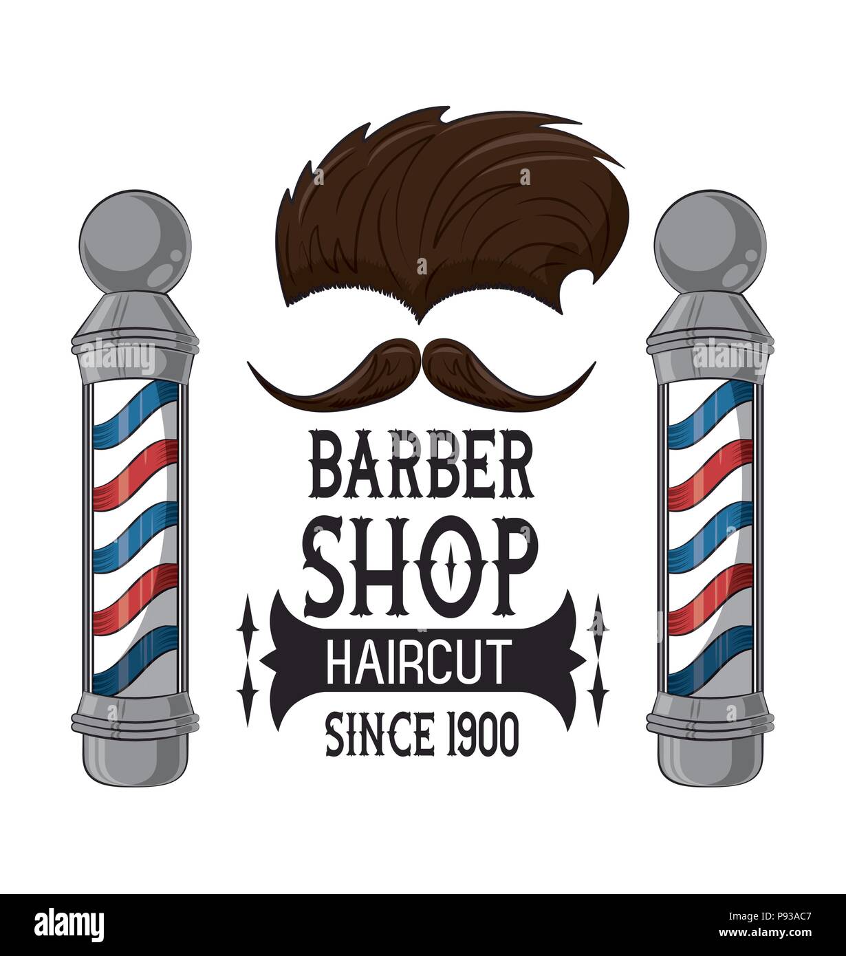 Barbershop vintage emblem with colorful retro drawings vector illustration  graphic design Stock Vector Image & Art - Alamy
