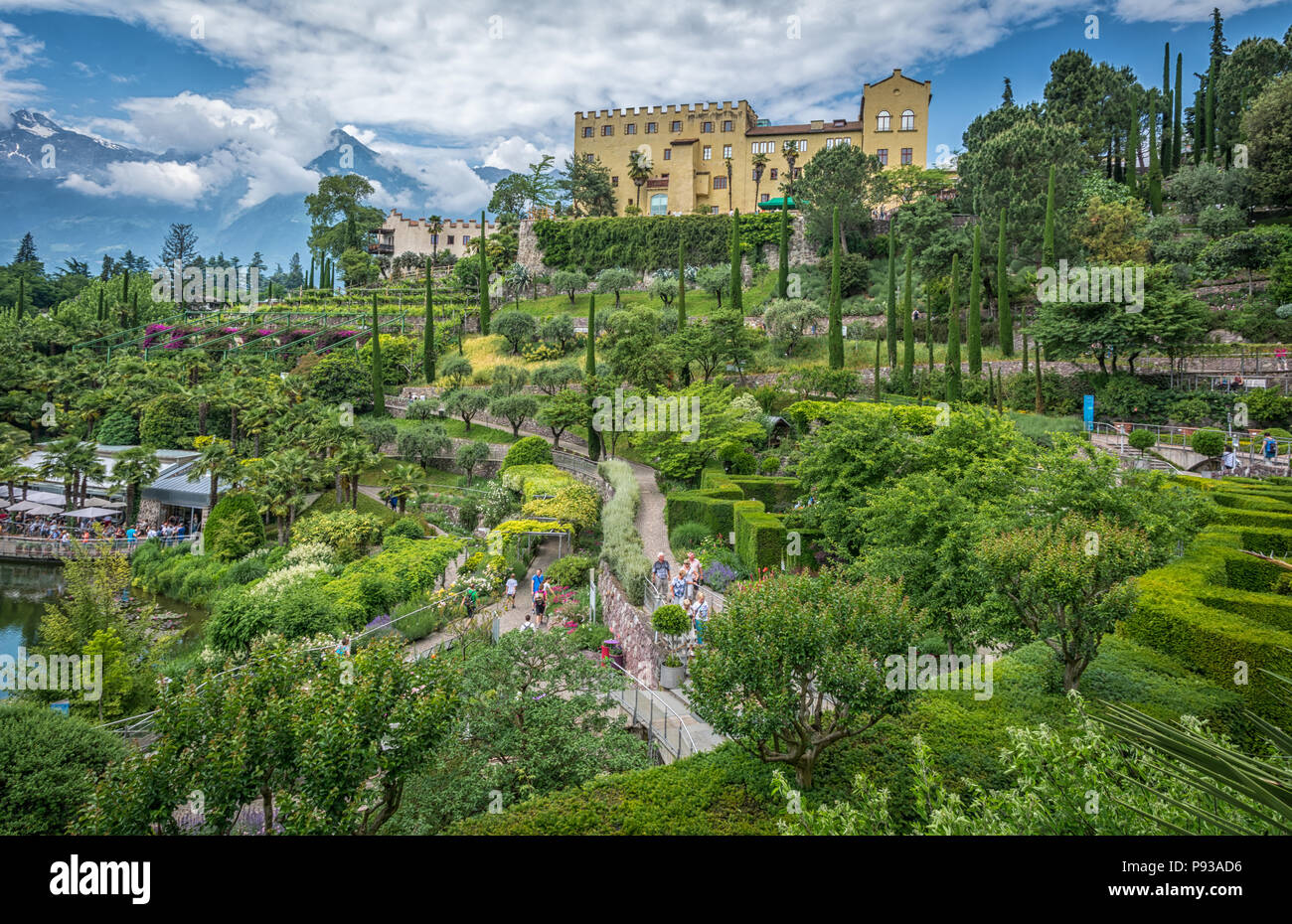 The Gardens of Trauttmansdorff Castle, Meran (Merano),South tyrol, Italy,offer many attractions with botanical species and varieties of plants. Stock Photo