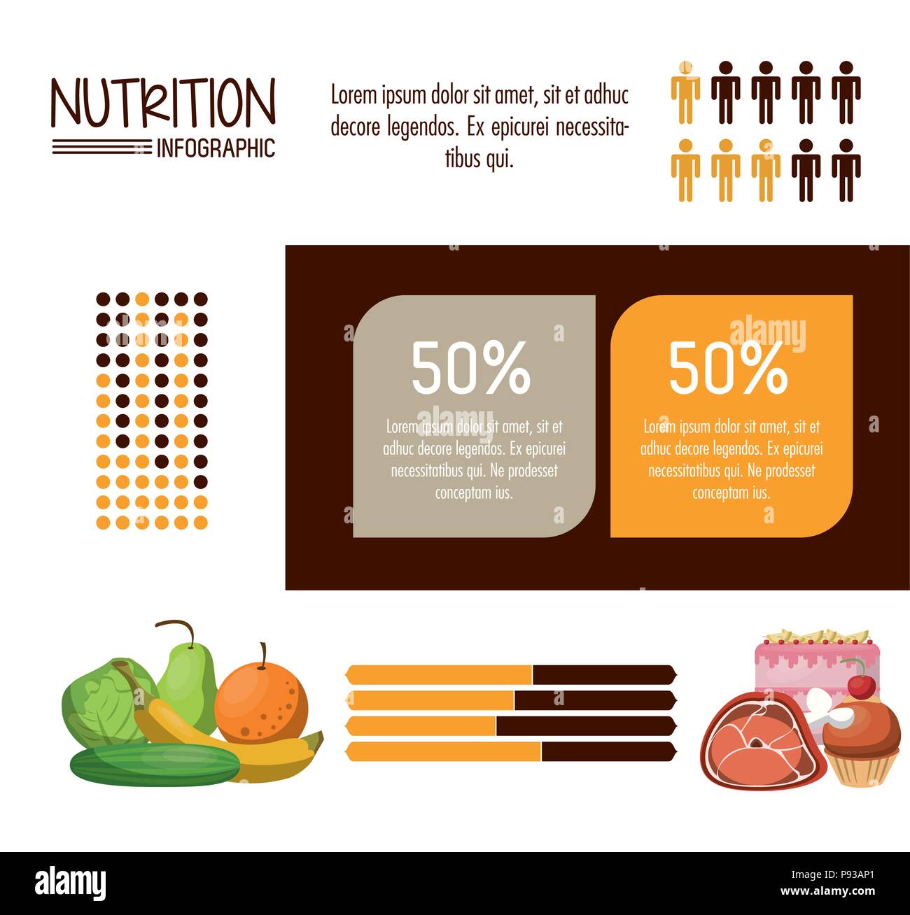 Food Data Graphics Nutrition and food infographic with statistics and elements vector ...
