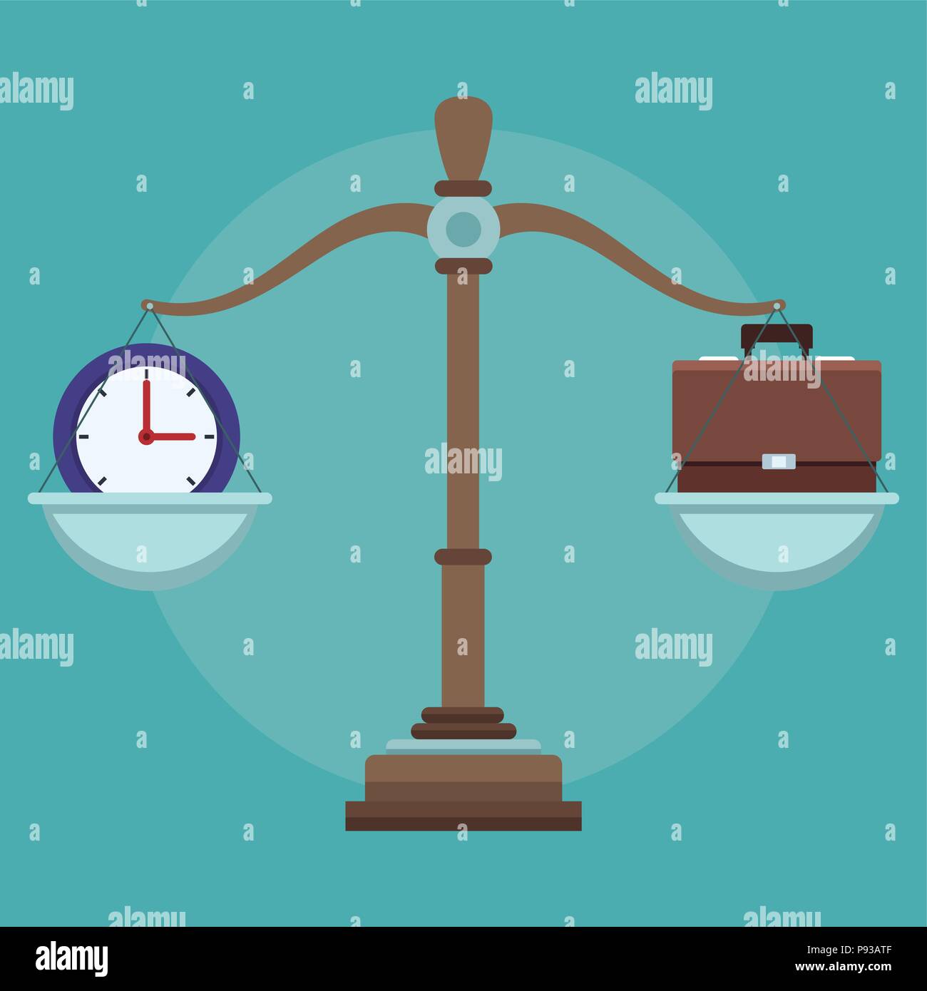 Balance with briefcase and clock symbols vector illustration graphic design Stock Vector
