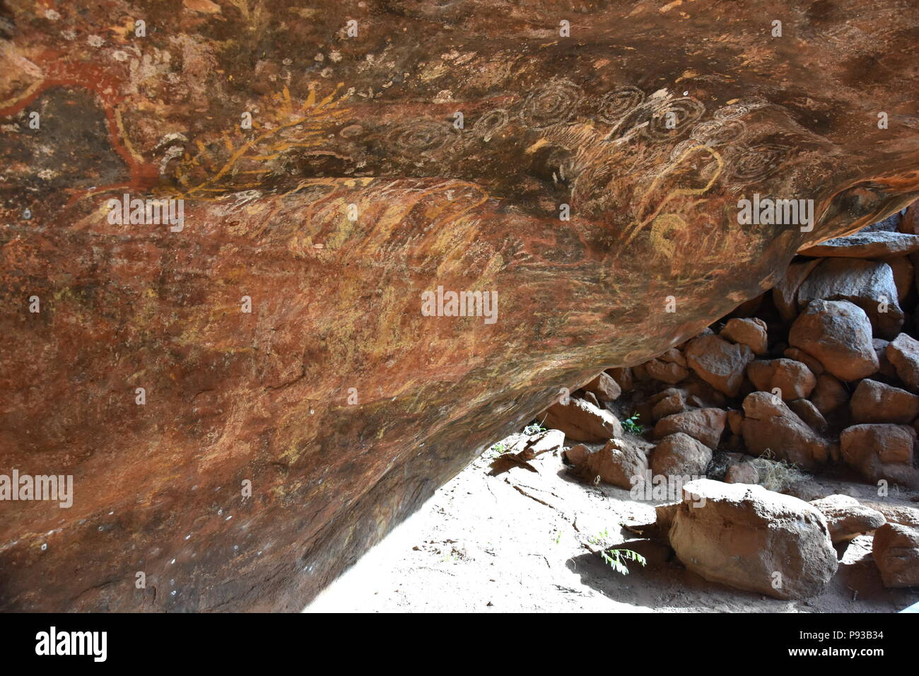 Aboriginal rock drawings at Uluru. Australian Indigenous art is the