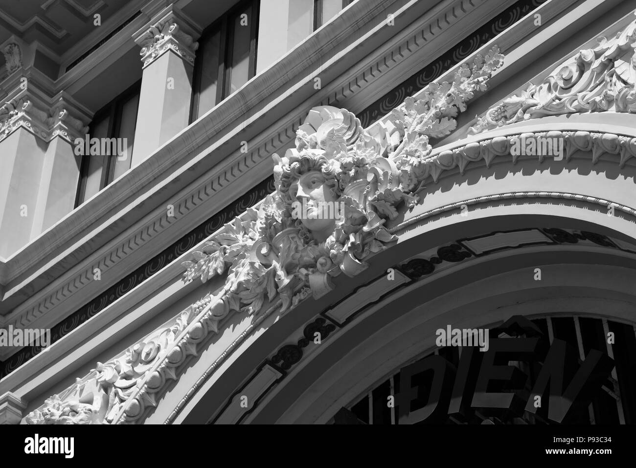 Detail outside the entrance to the french style MAIN POST OFFICE in HO CHI MINH CITY (SAIGON), VIETNAM Stock Photo