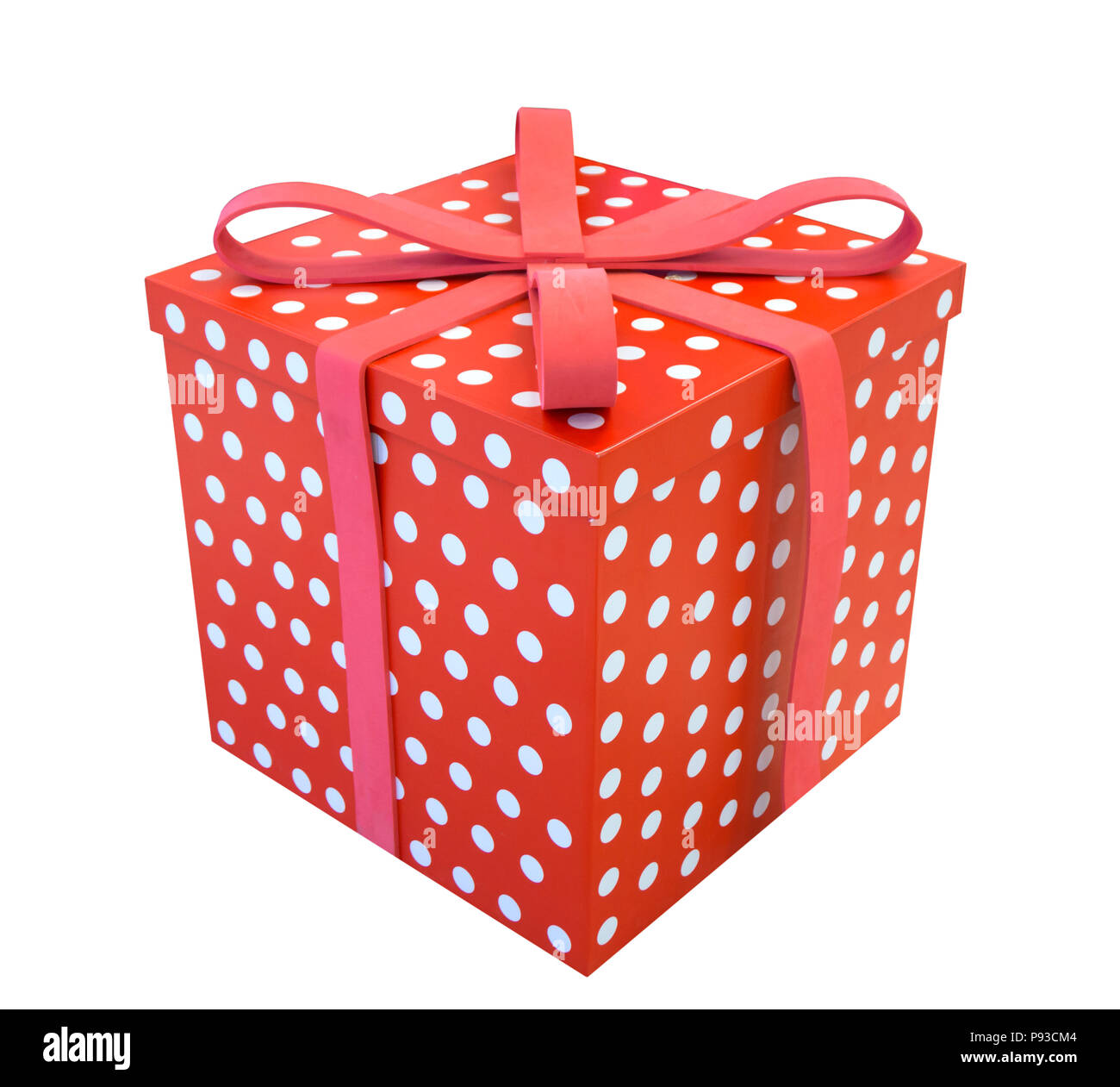 Single red gift box with ribbon isolated on white background Stock ...