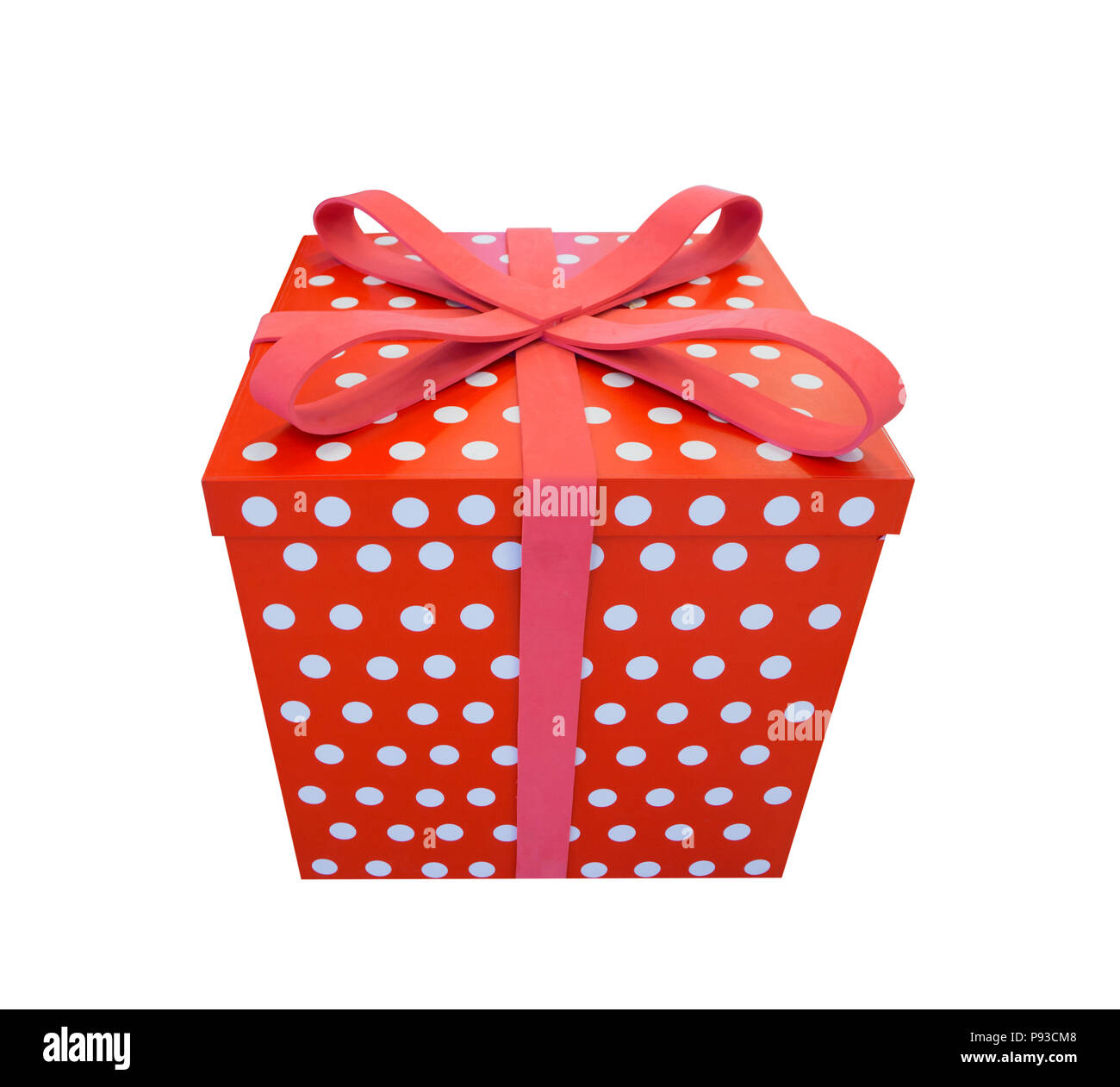 Single red gift box with ribbon isolated on white background Stock ...