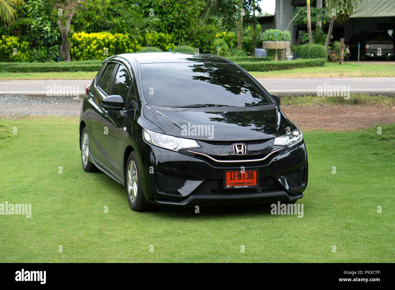 TRAT, THAILAND  DECEMBER 5 2015: Private car, Honda Jazz.or Honda fit Photo at Trat, thailand. Stock Photo