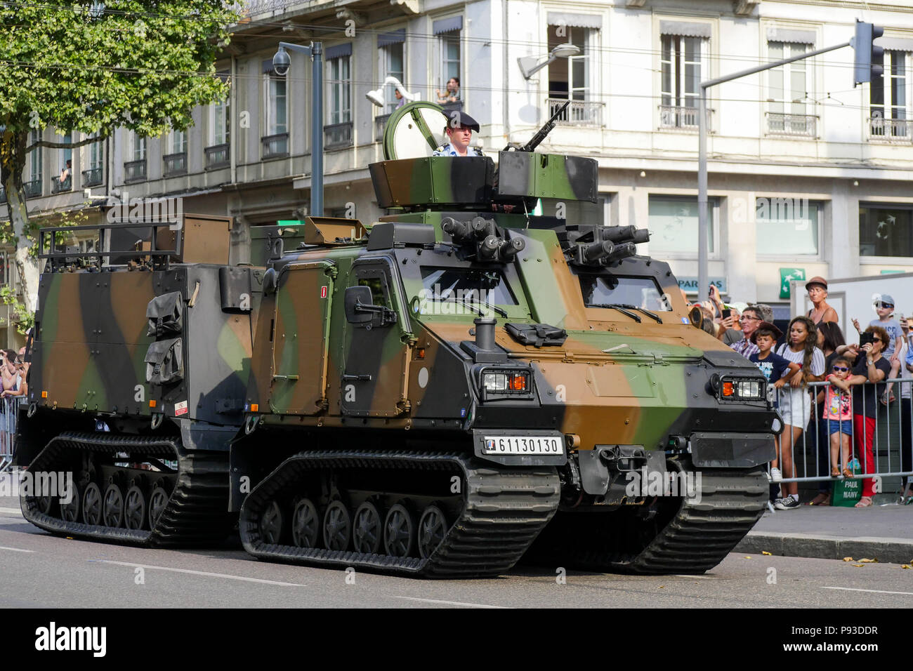 Troops march in Lyon on the occasion off French National Day, Lyon, France Stock Photo