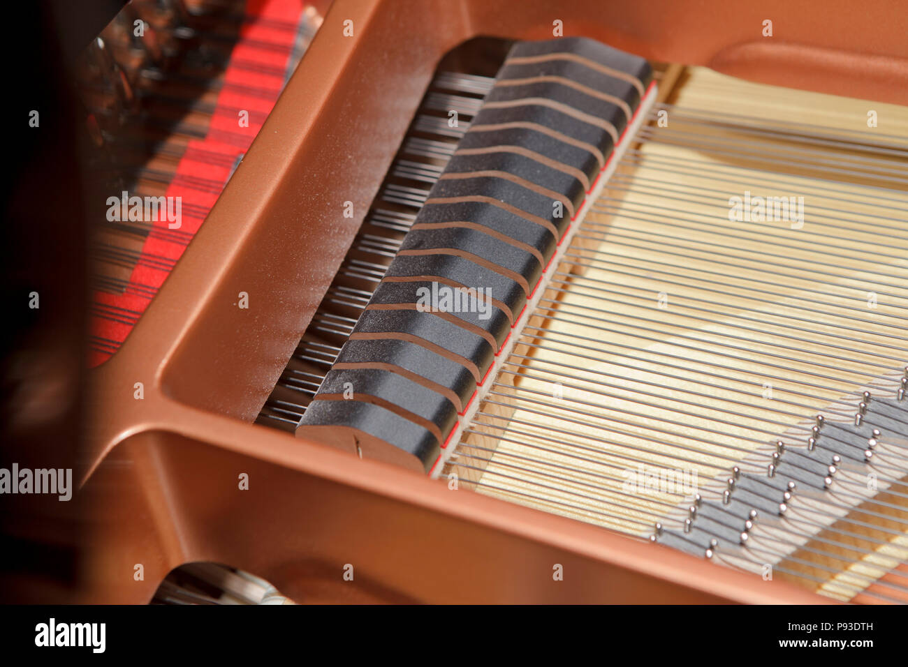 strings inside a piano, close up Stock Photo