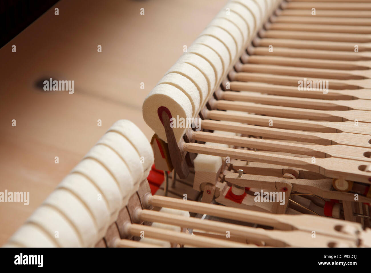 hammers inside the piano, close up Stock Photo