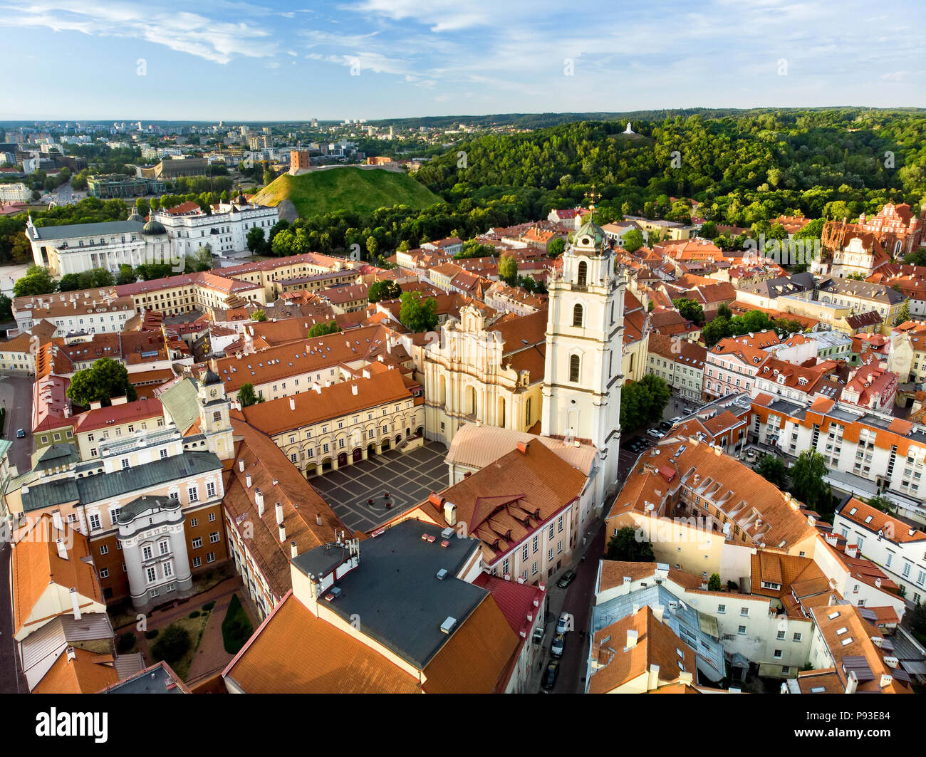 Aerial view of Vilnius Old Town, one of the largest surviving medieval old towns in Northern 
