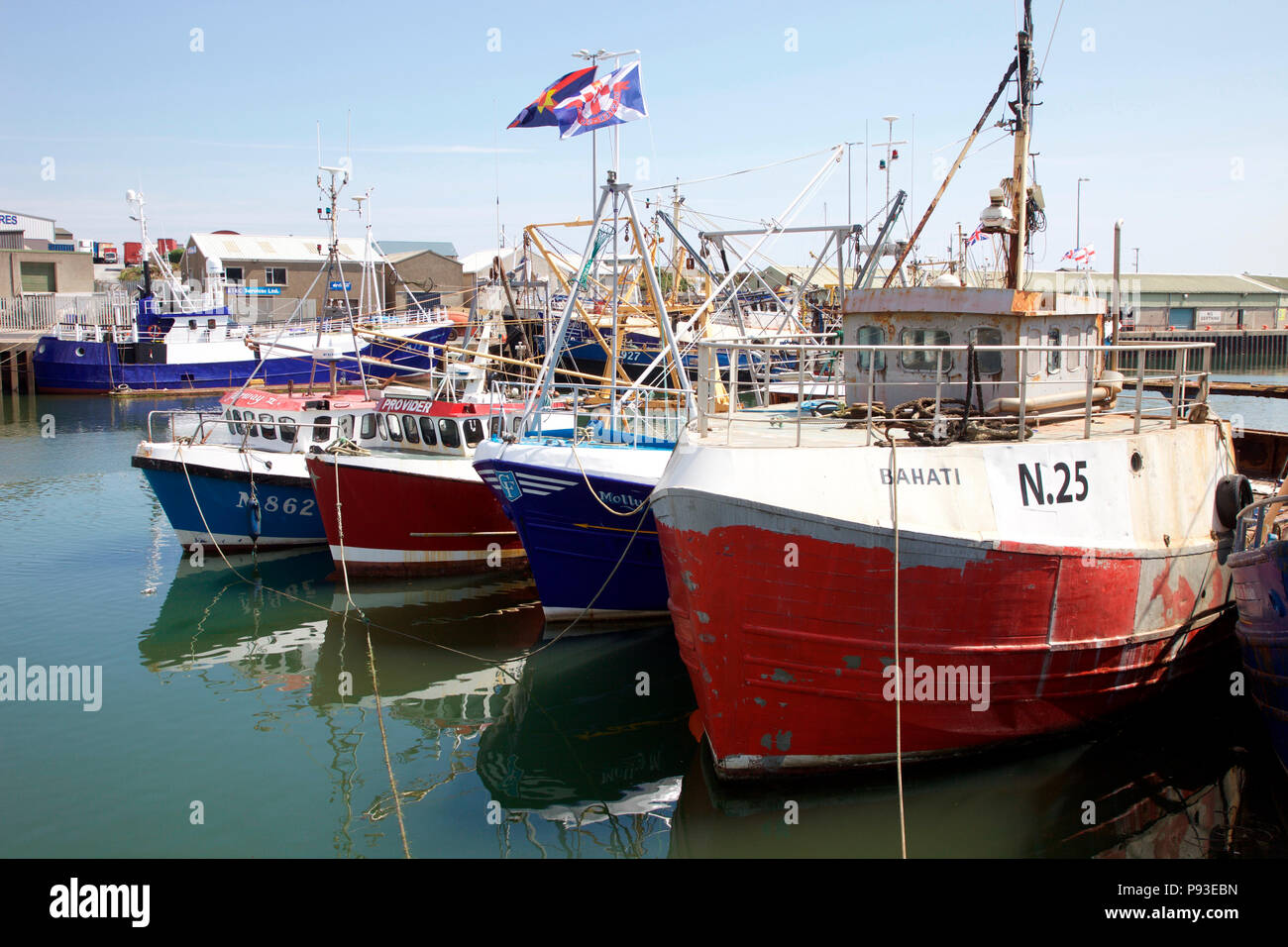 Fishing trawlers in Kilkeel Harbour, County Down Stock Photo