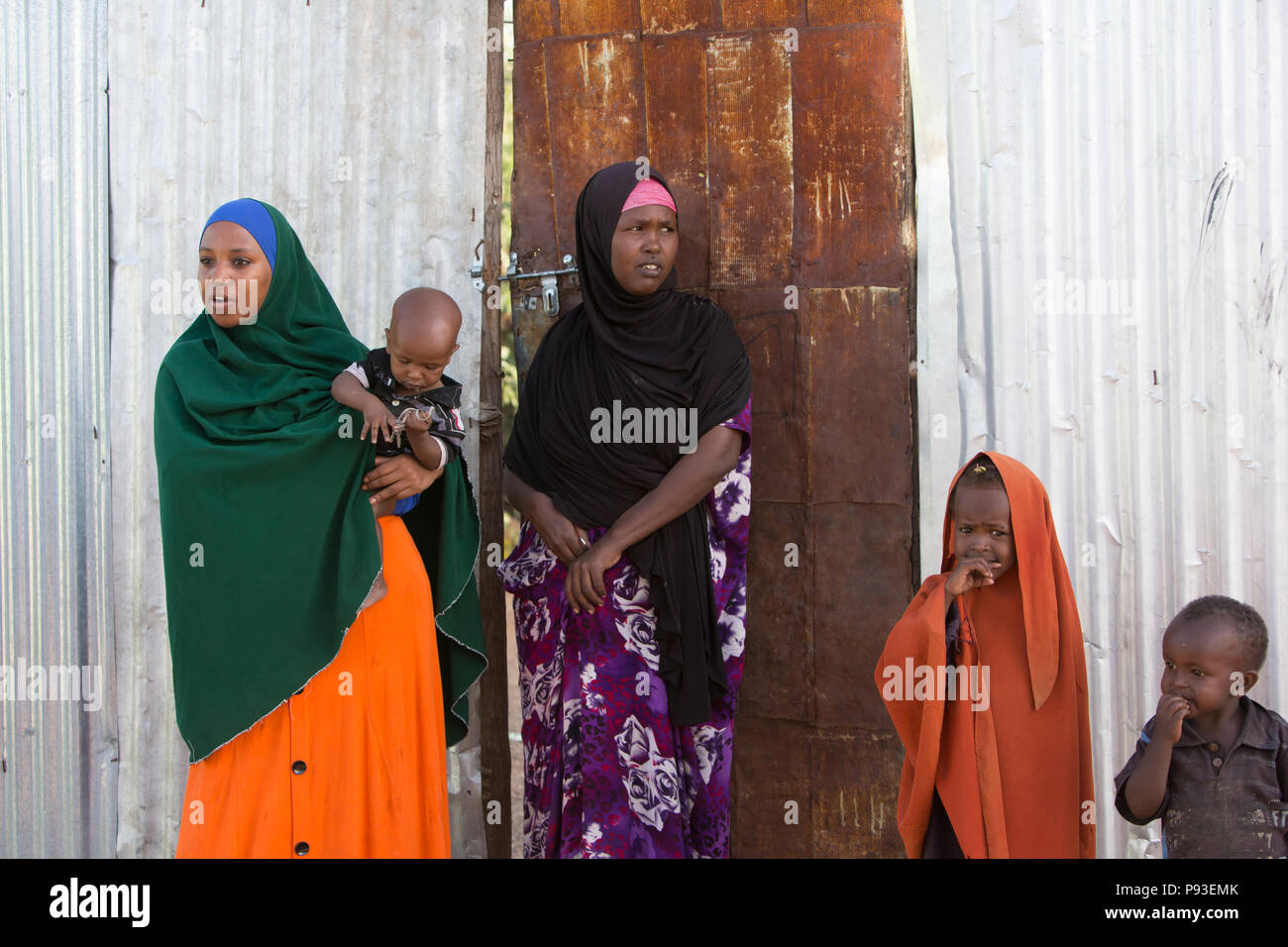 Kakuma, Kenya - refugee family in the refugee camp Kakuma. Stock Photo