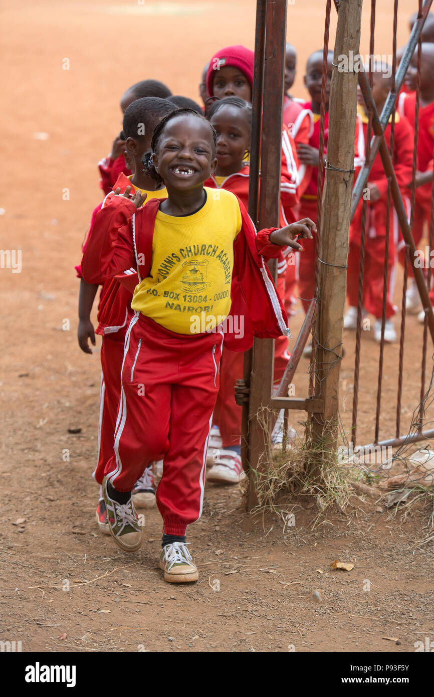 Nairobi, Kenya Students in sports tracksuits at St. John's Community