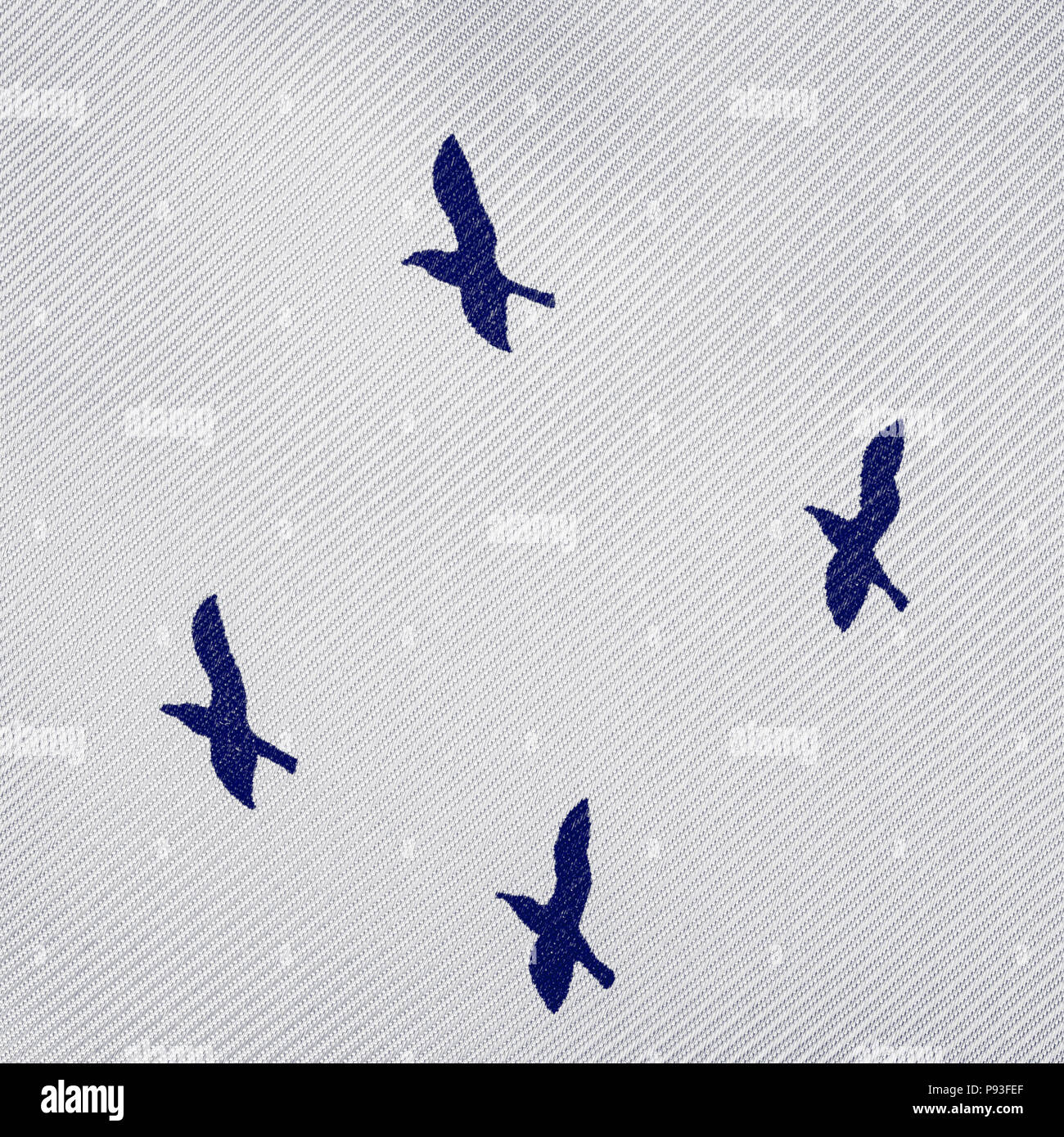 Square twill fabric texture with blue bird pattern Stock Photo Alamy