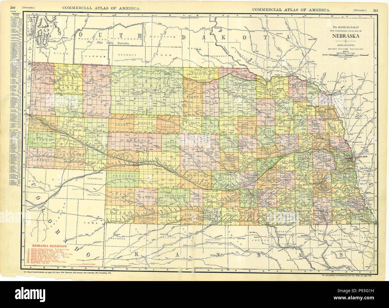 1913 Nebraska Map Stock Photo Alamy