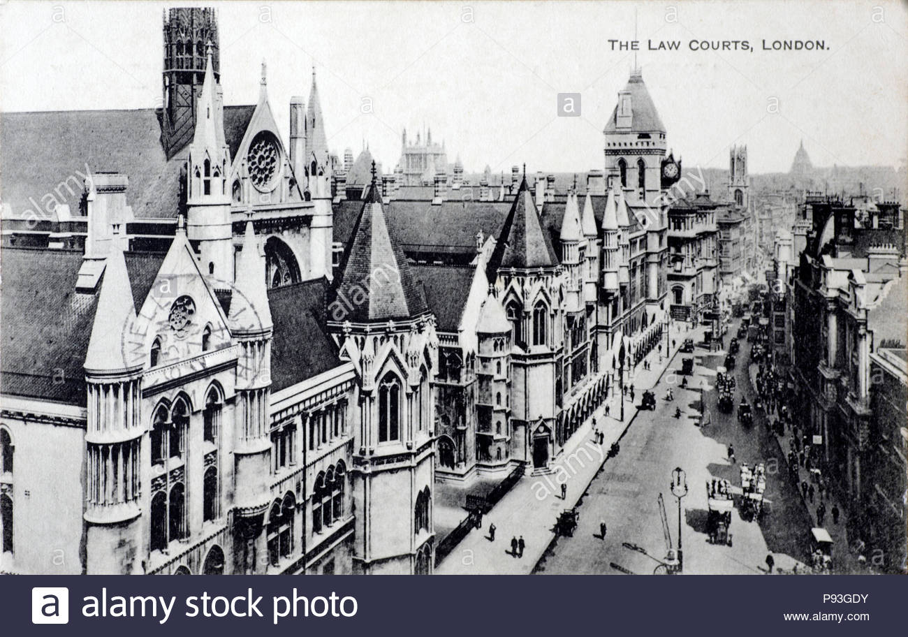 The Law Courts London,  vintage postcard from 1914 Stock Photo