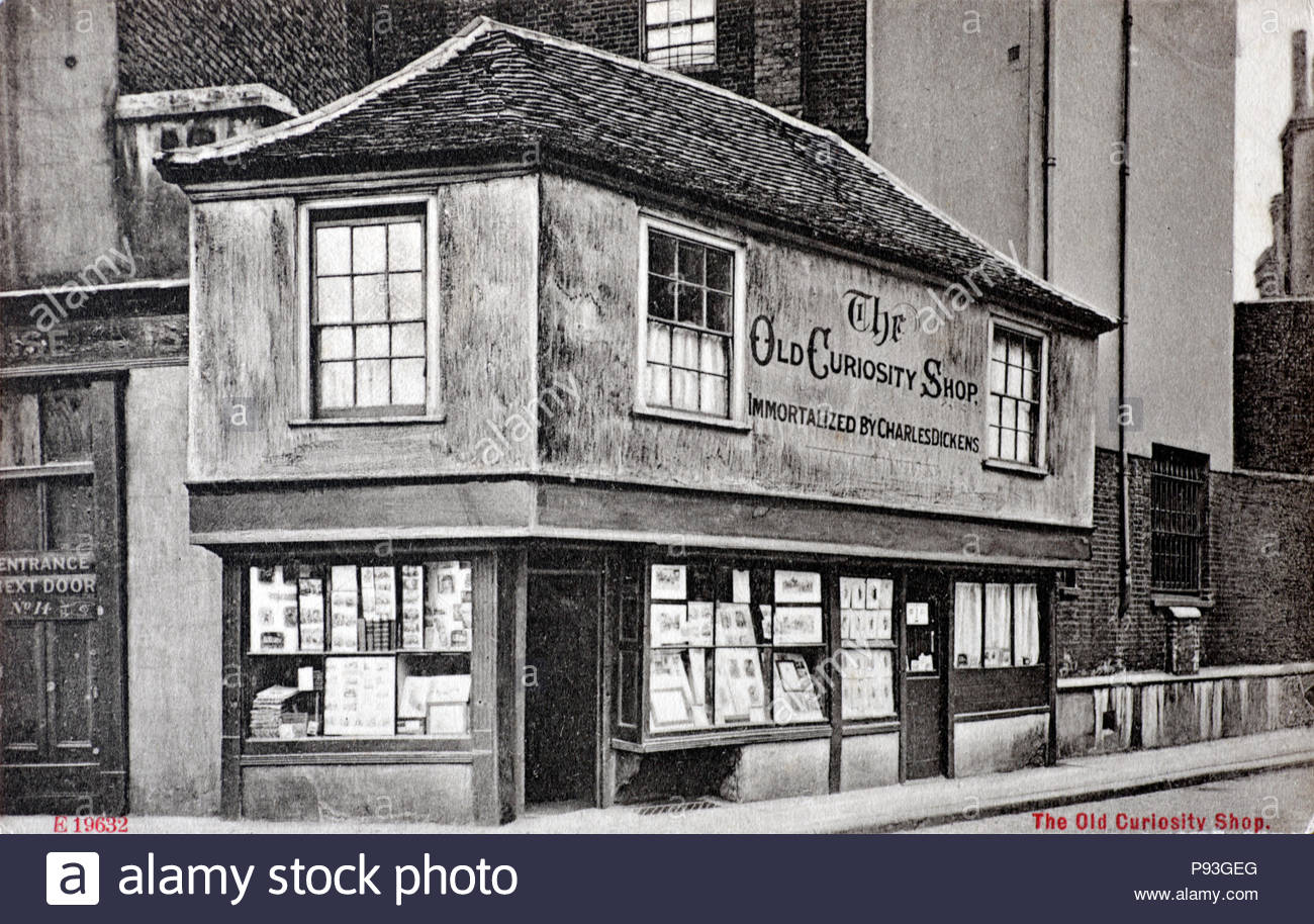 The Old Curiosity Shop, Holborn London,  vintage postcard from 1910 Stock Photo