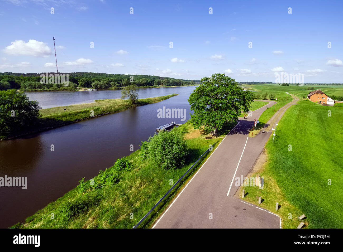 River Elbe near Lenzen, Brandenburg, Germany Stock Photo