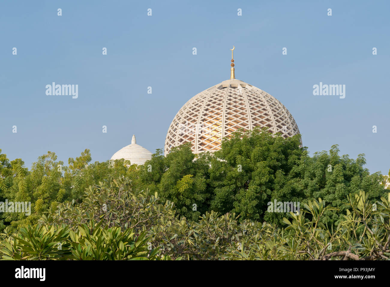 Dome over the main prayer hall of the Sultan Qaboos Grand Mosque in Muscat, Oman Stock Photo