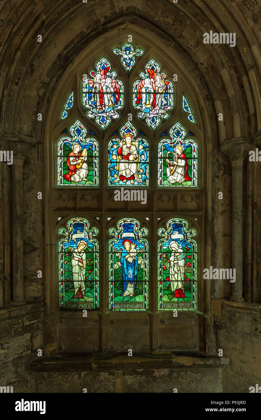 Stained glass window gloucester cathedral hires stock photography and