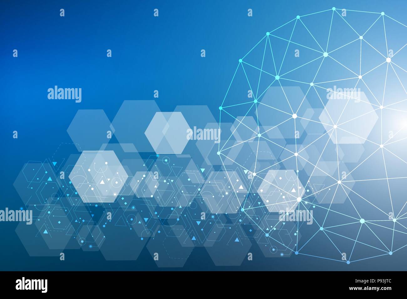 Big Data Visualization Background. Modern futuristic virtual abstract background. Science network pattern, connecting lines and dots. Global network connection vector. Stock Vector