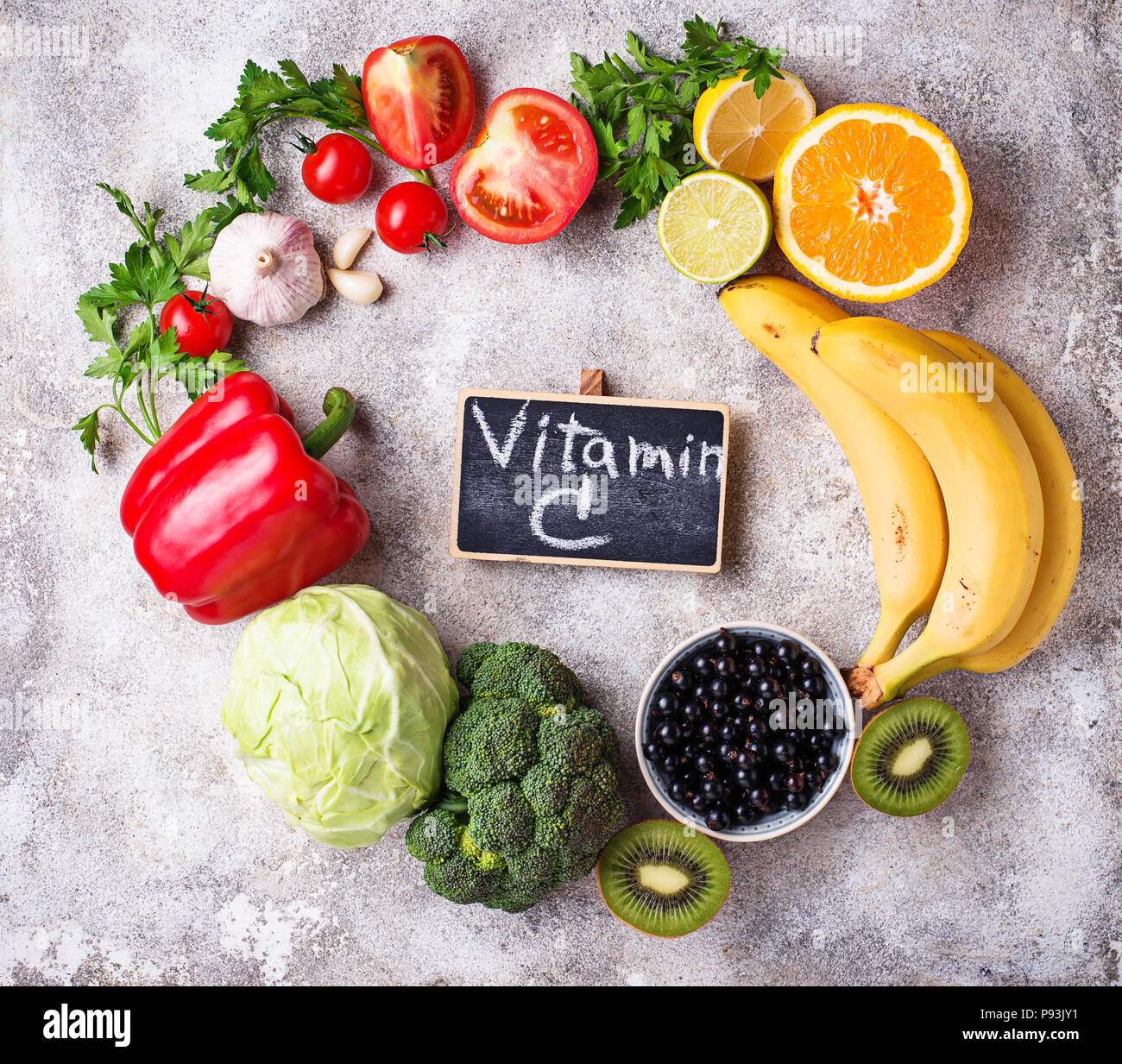 Food containing vitamin C. Healthy eating Stock Photo Alamy