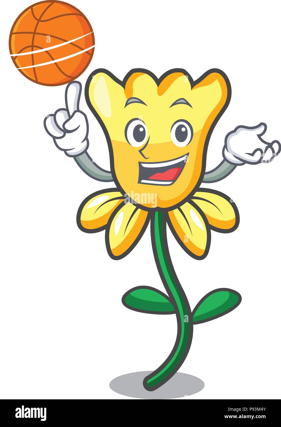 With basketball daffodil flower character cartoon Stock Vector Image