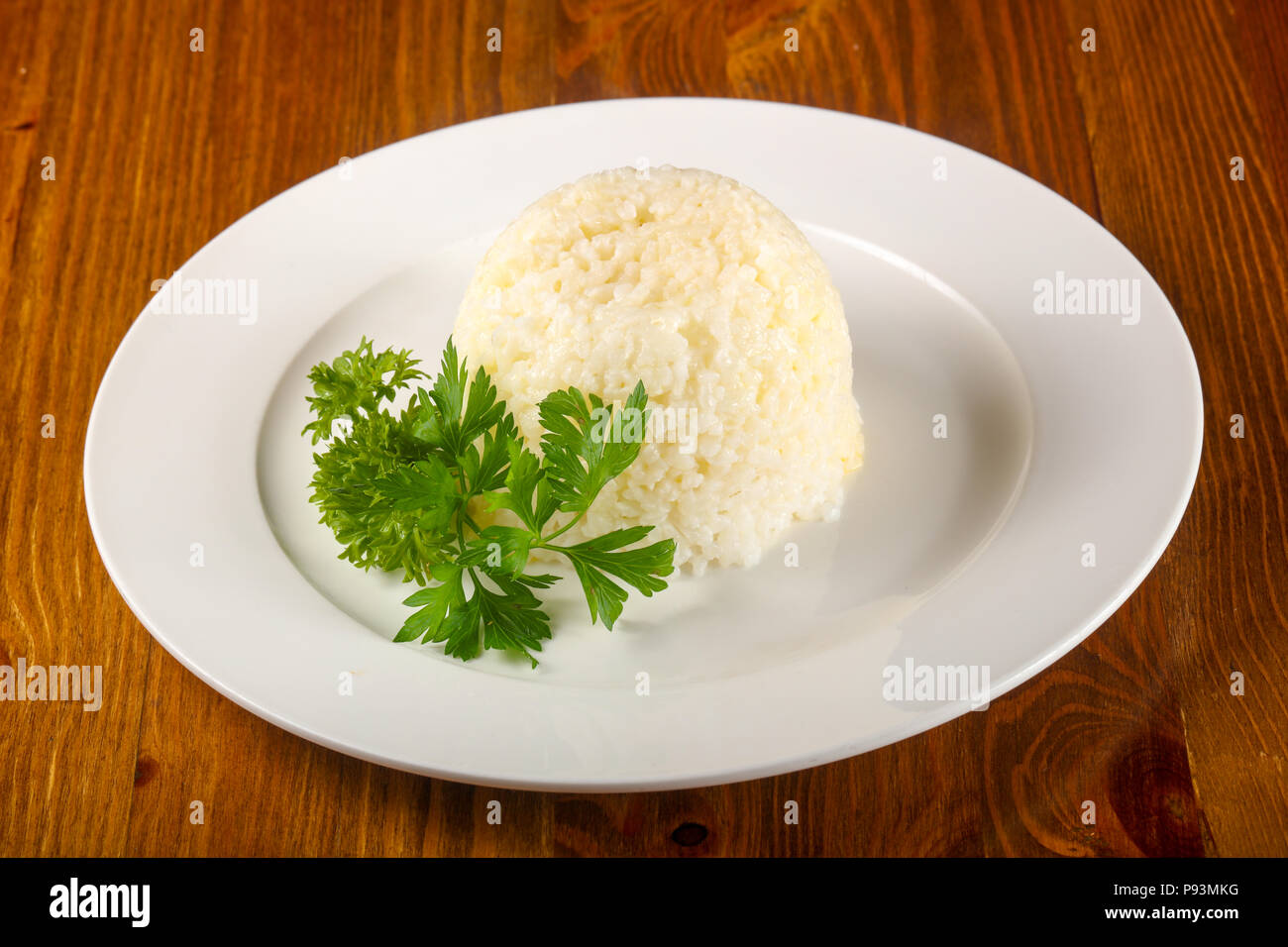 Steamed rice with parsley Stock Photo - Alamy