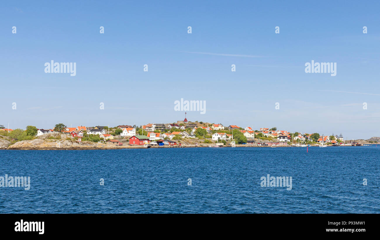 Scenic summer landscape view of island Kalvsund in the archipelago of the west coast of Sweden Stock Photo