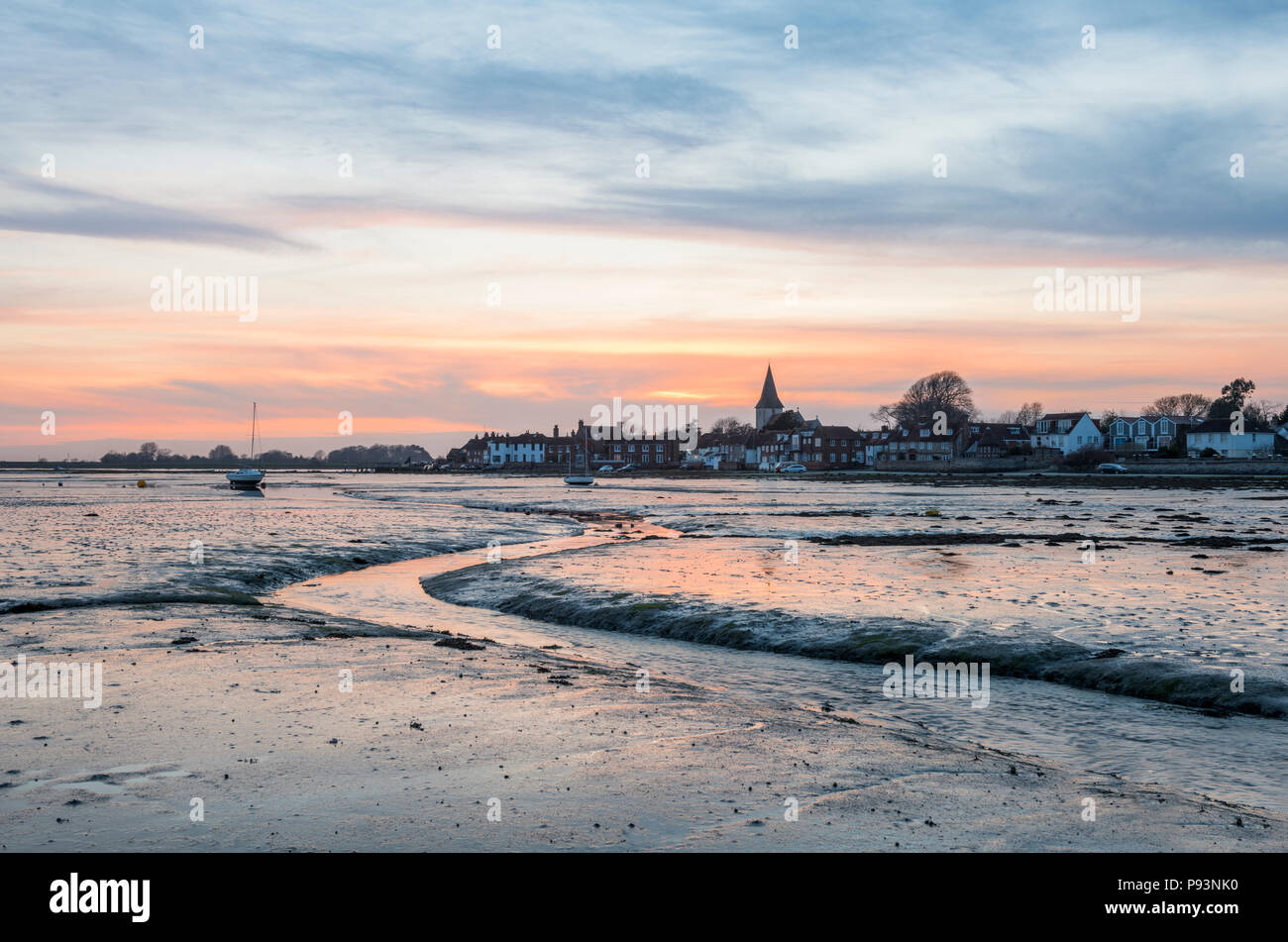 Sunset looking over the creek at Bosham in West Sussex. Stock Photo