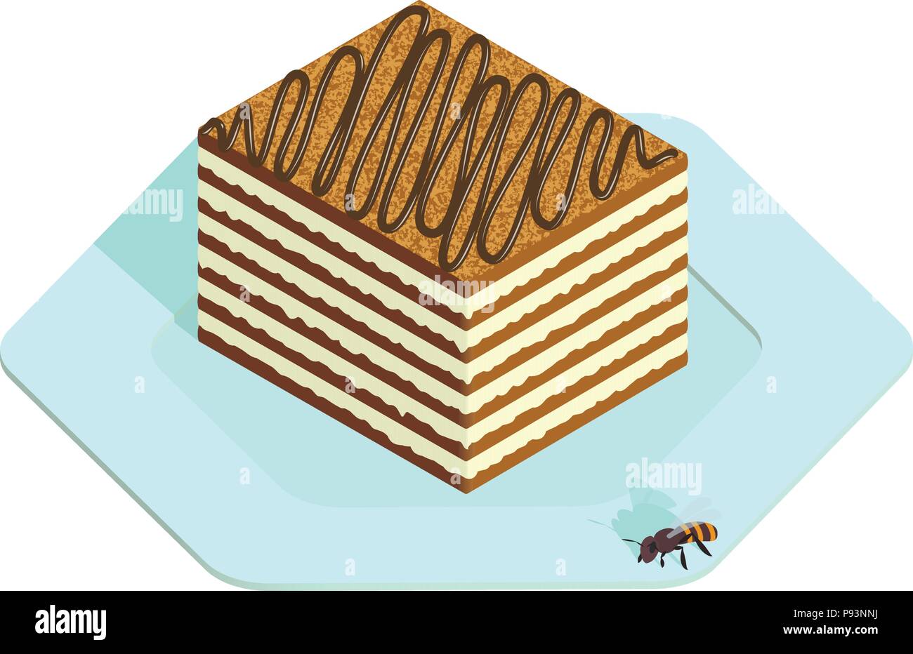 Honey cake in isometric style Stock Vector