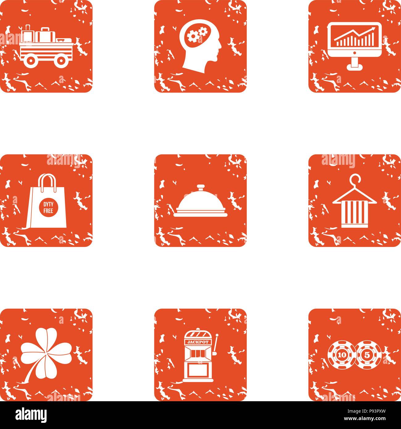 Timetable icons set, grunge style Stock Vector