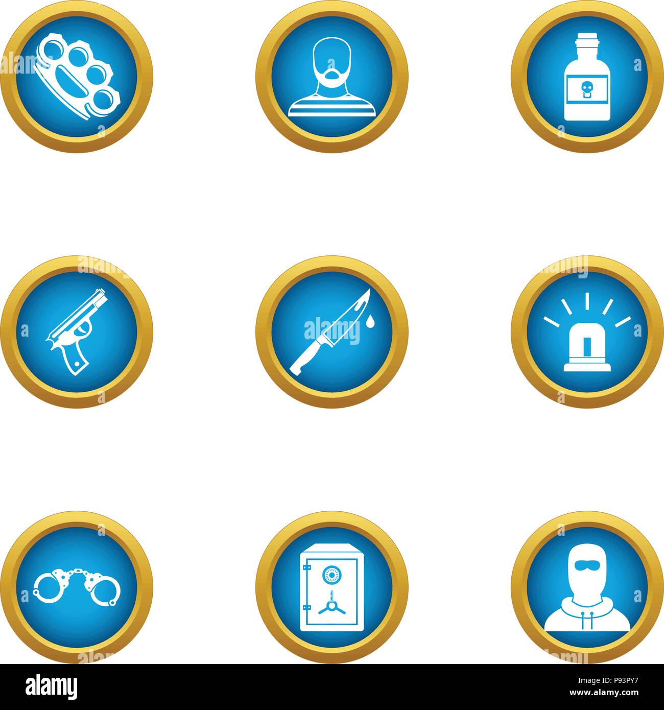 Menace icons set, flat style Stock Vector