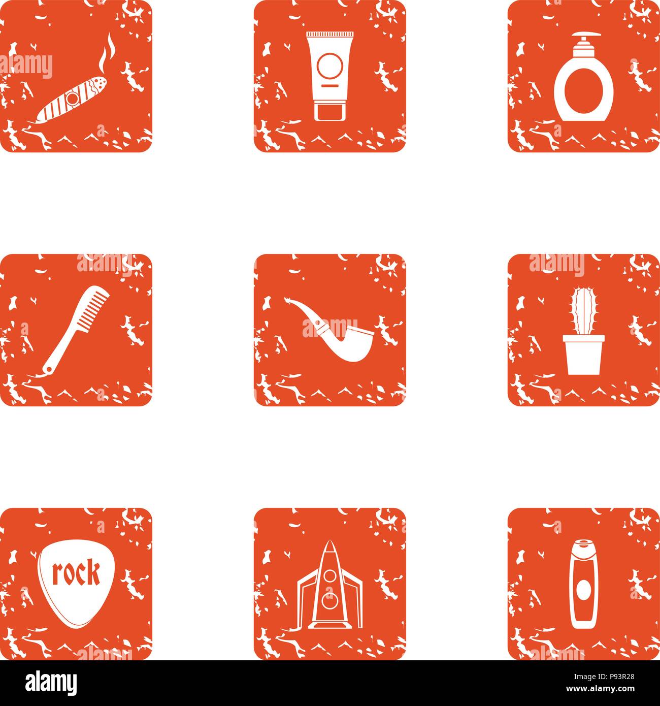 Fume icons set, grunge style Stock Vector