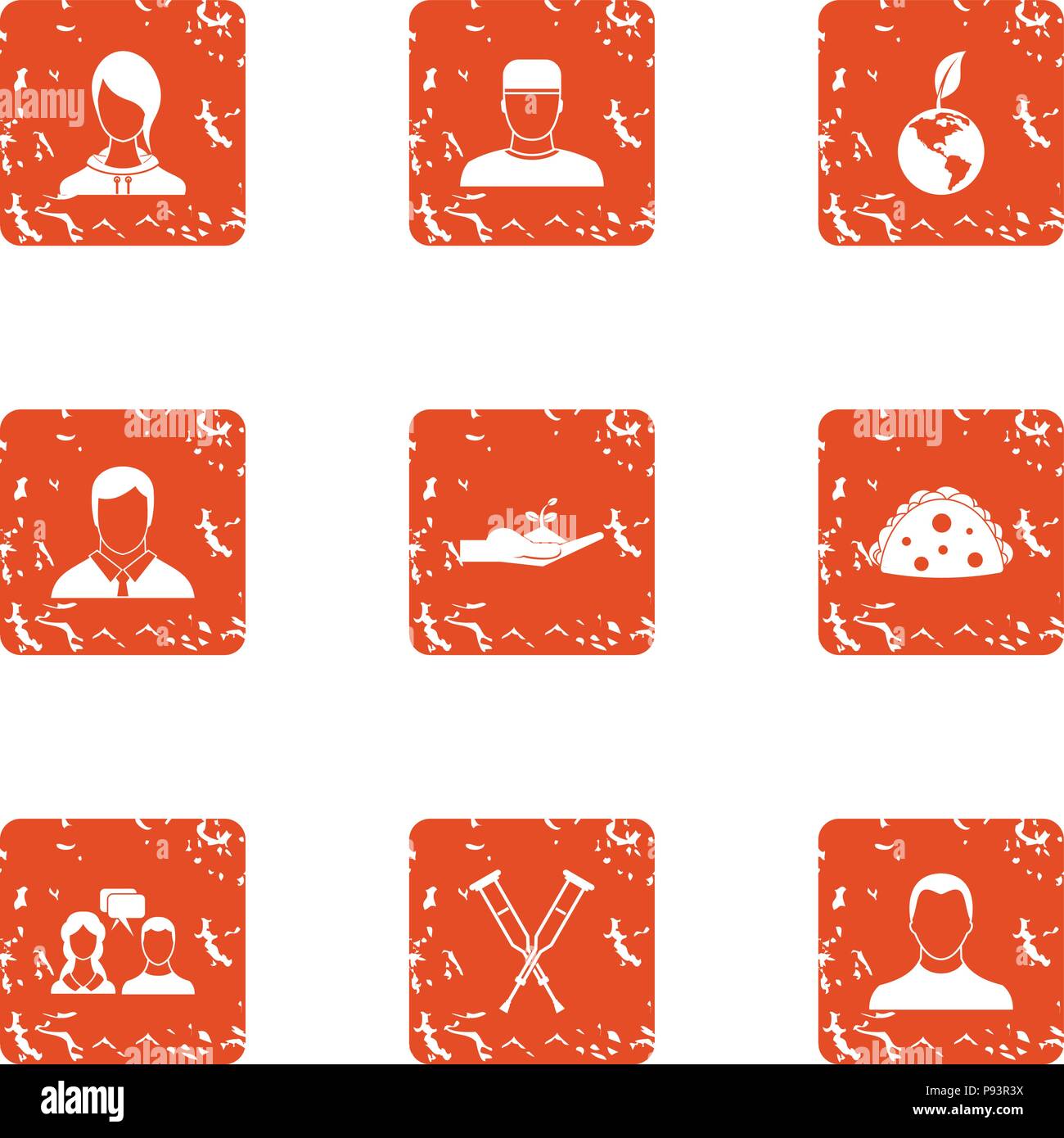 Dialogue icons set, grunge style Stock Vector