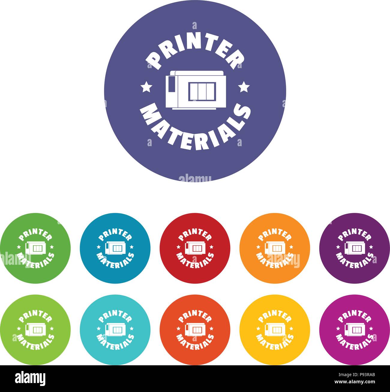 Printer materials icons set vector color Stock Vector