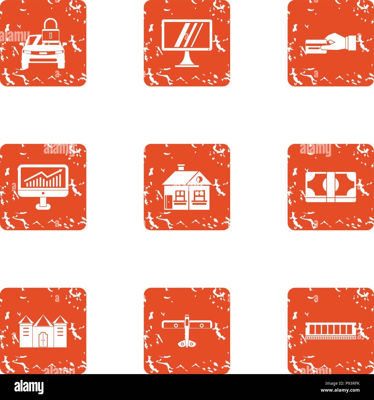 Data stream icons set, grunge style Stock Vector