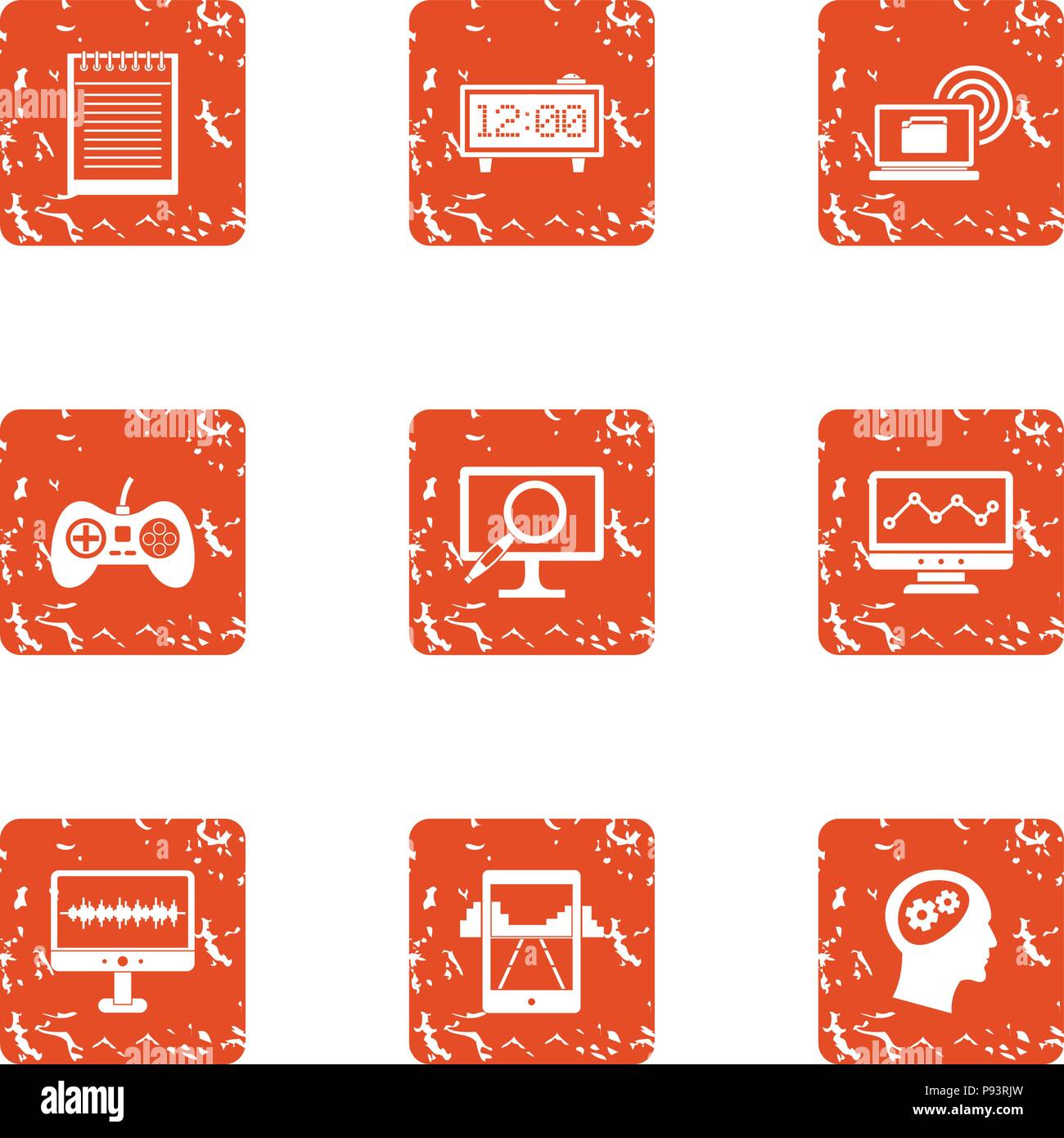 Leisure activity icons set, grunge style Stock Vector