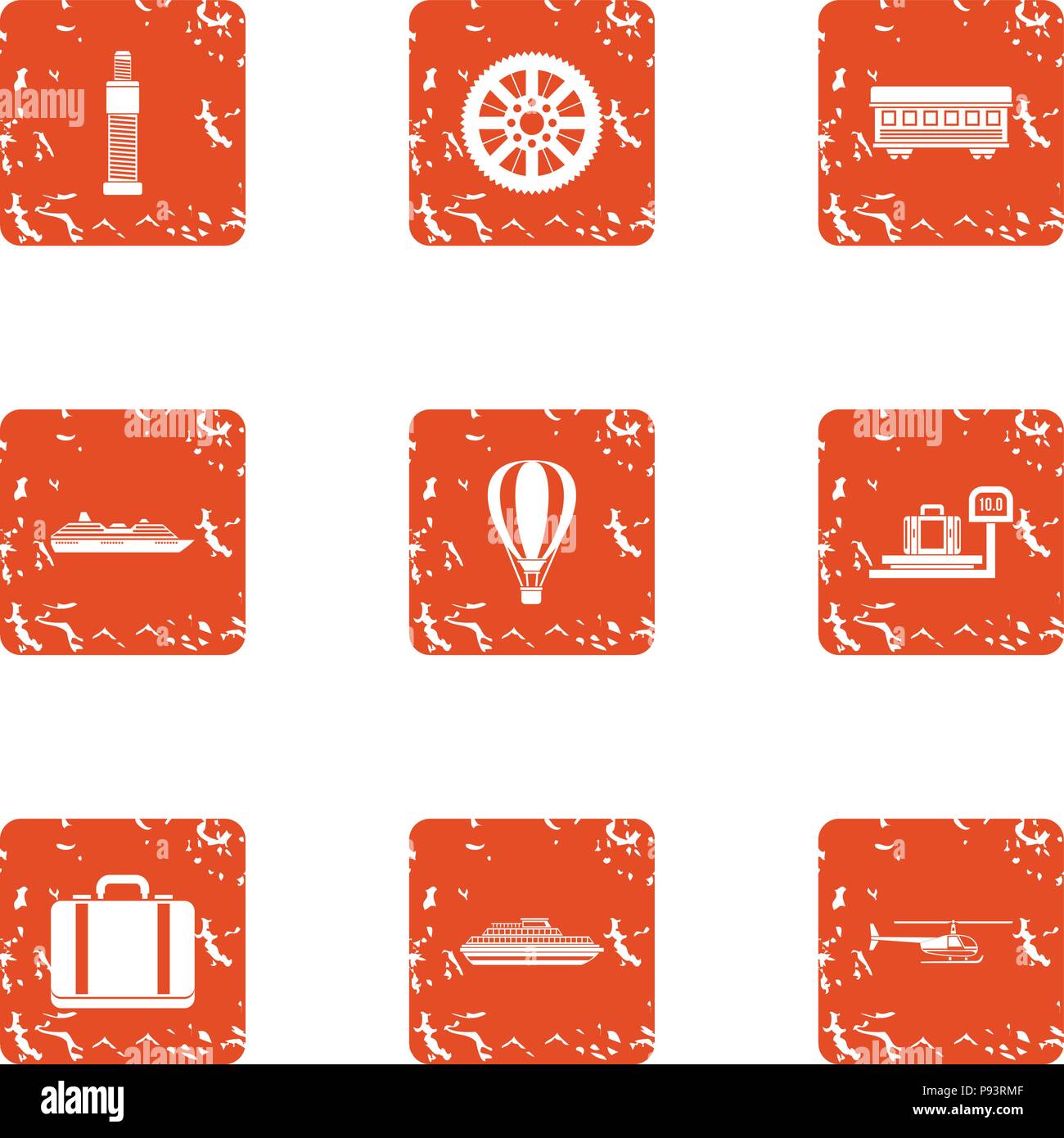 Pickup icons set, grunge style Stock Vector