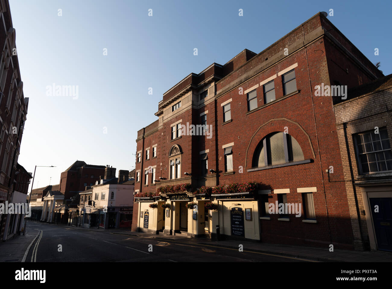 The Playhouse pub facade.  A renovated former theatre which is now a popular J D Wetherspoon's pub in Colchester town centre.  Essex, UK Stock Photo